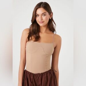 Forever 21 Taupe Spaghetti-Strap Bodysuit